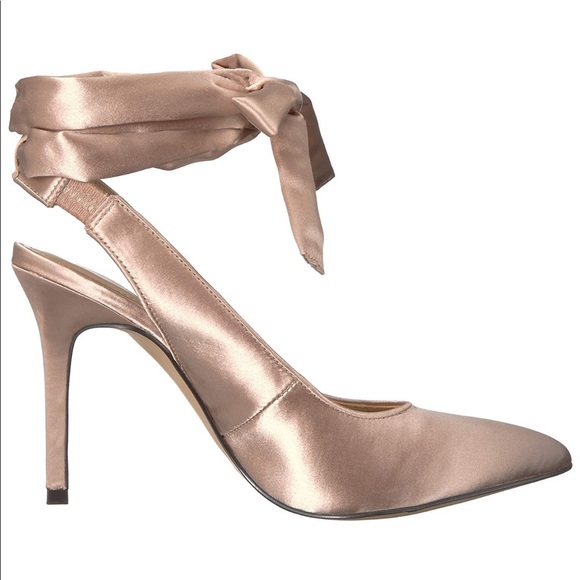 Petal Blush Slingback Pointed Toe Lace Up Pump - Picture 3 of 6